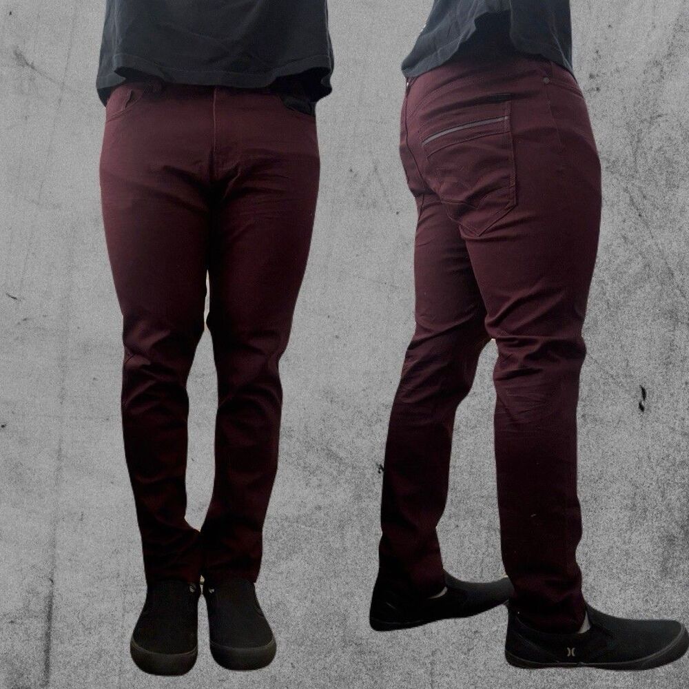 Nick Danger Jeans Mens 34X30 Maroon Slim Straight Wash Stretch Denim